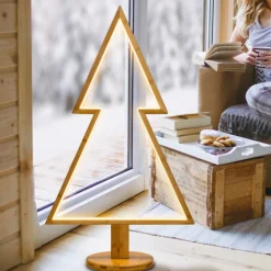 Albero Natale Abete con Base H90cm LED BIANCO CALDO