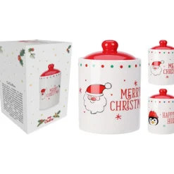 Barattolo di Natale in Ceramica 12x18 cm. Pezzo Singolo