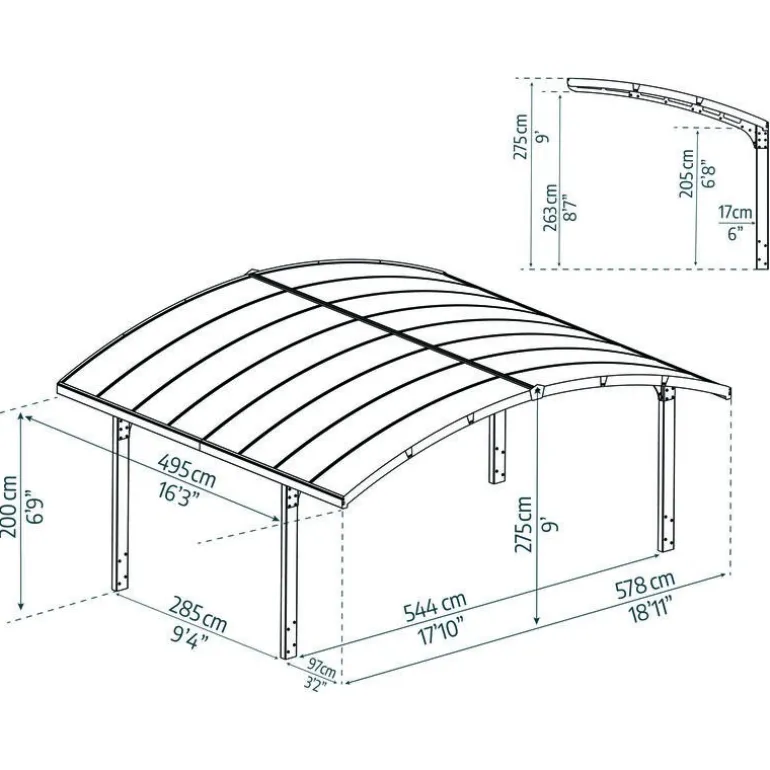 Canopia Arizona Breeze Carport Doppio in Alluminio 6 X 5 m