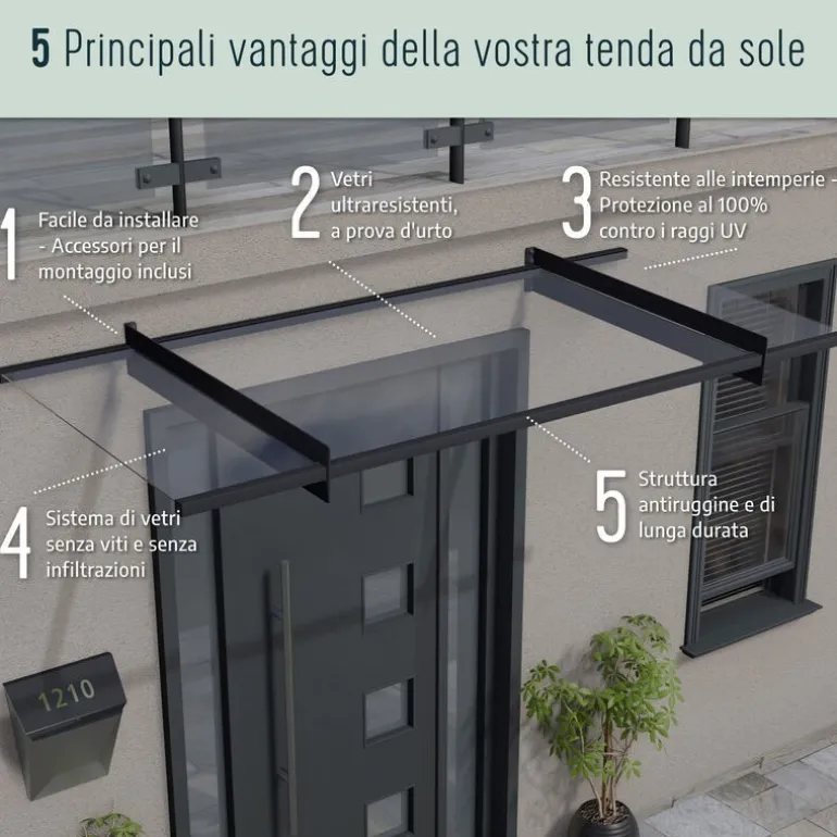 Canopia Bordeaux Pensilina Da Esterno 892X140 cm Trasparente