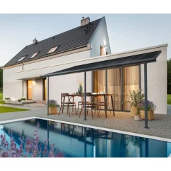 Canopia Capri Pergola Addossata in Alluminio 3X5.6 m Grigio