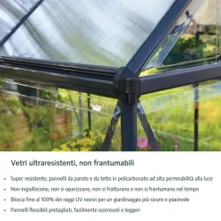 Canopia Hybrid Serra Da Giardino in Policarbonato 426X185X208 cm Argento