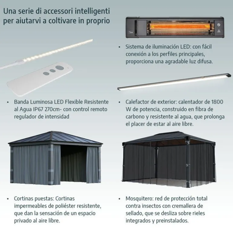 Canopia Ledro Gazebo Chiuso in Alluminio 3X4.3 m