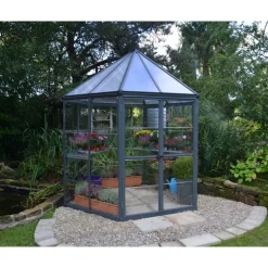 Canopia Oasis Serra Da Giardino in Policarbonato Esagonale 247X213X267 cm Grigio