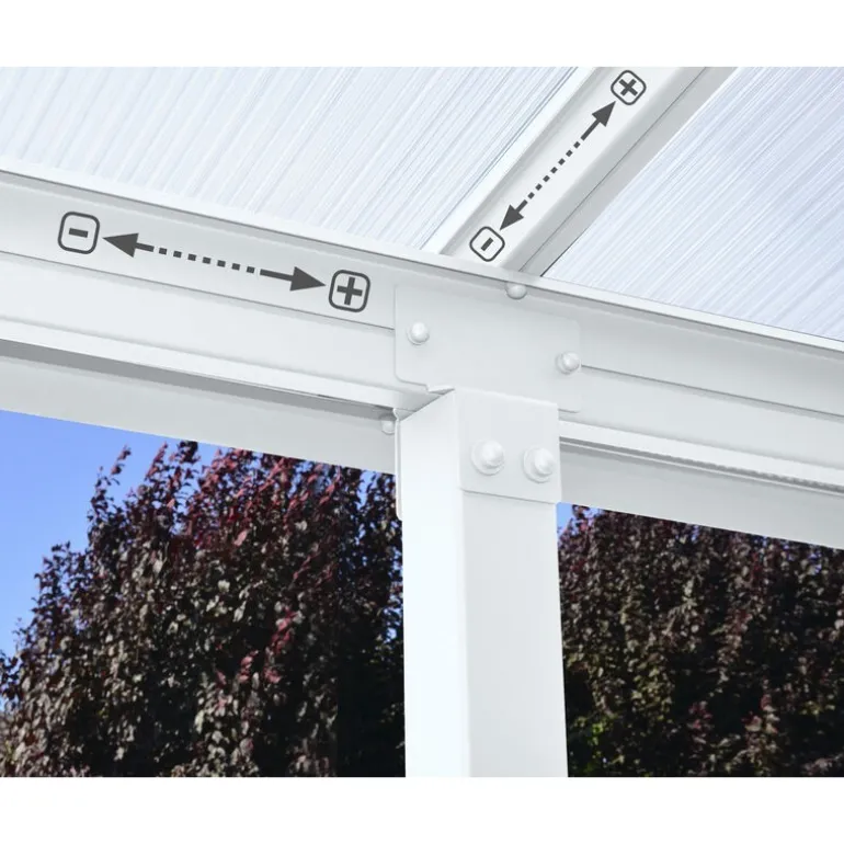 Canopia Olympia Pergola Addossata in Alluminio 3X8.6 m Bianco