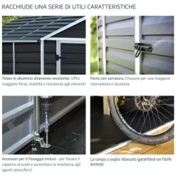 Canopia Rubicon Casetta Da Giardino in Policarbonato Ultra Resistente 154X185X217 cm Grigio Scuro