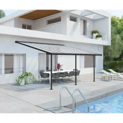 Canopia Sierra Pergola Addossata in Alluminio 3X5.6 m Grigio