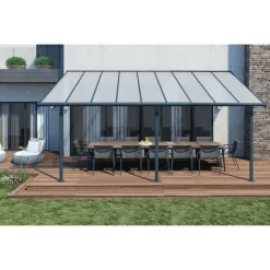 Canopia Sierra Pergola Addossata in Alluminio 3X5.6 m Grigio
