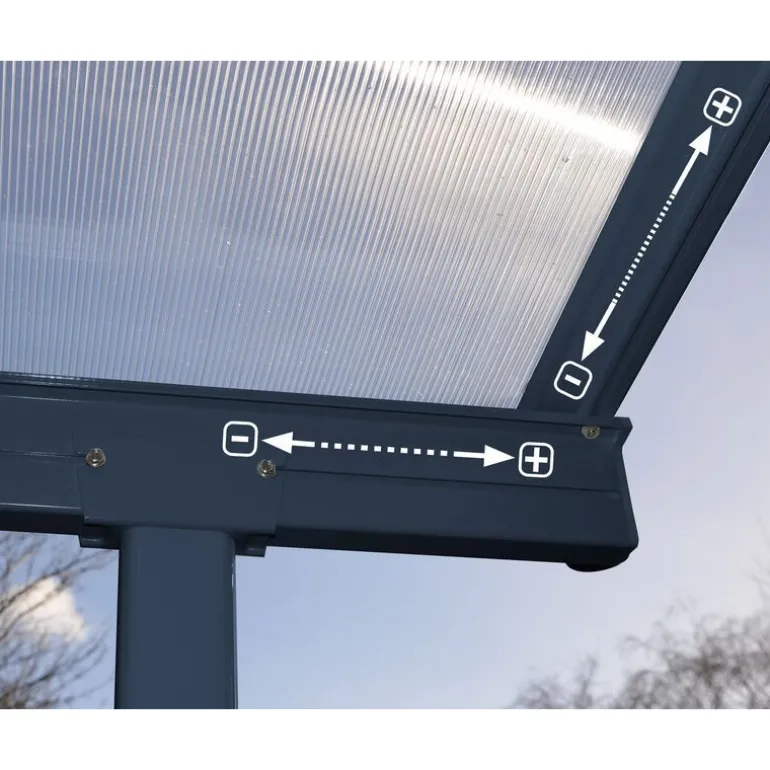 Canopia Sierra Pergola Addossata in Alluminio 3X8.6 m Grigio