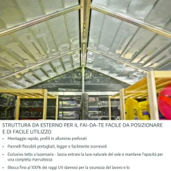 Canopia Skylight Casetta Da Giardino in Policarbonato 378X185X217 cm Grigio Deco