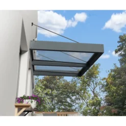 Canopia Sophia XL Pensilina Da Esterno 192X140X67 cm - Struttura Grigia Pannello Trasparente