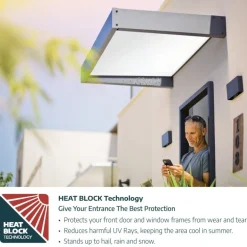 Canopia Sophia XL Pensilina Da Esterno 750X140 cm - Struttura Grigia Pannelli Opal Bianco