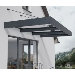 Canopia Sophia XL Pensilina Da Esterno 286X140X67 cm - Struttura Grigia Pannello Trasparente