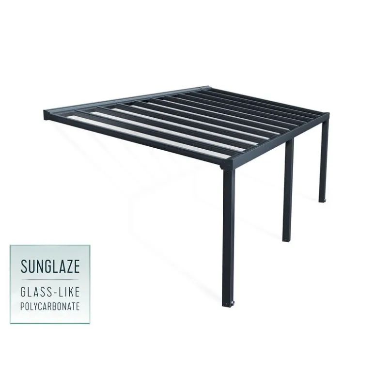 Canopia Stockholm Pergola Addossata in Alluminio di Premium 3.4X7.3 m Trasparente