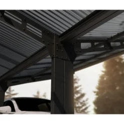 Canopia Sydney Carport Doppio Tetto a V in Alluminio 6 X 6 m Nero