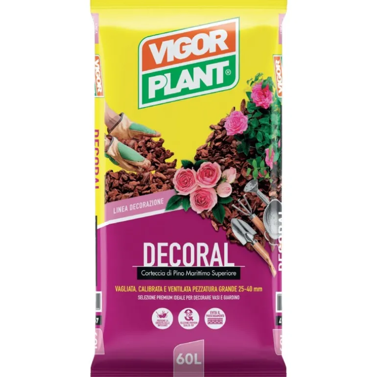 Corteccia selezionata di Pino Grande 25-40 mm Decoral 60 litri Vigorplant