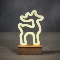 Decorazione LED a forma di Renna Bianco Caldo a Batteria con Timer