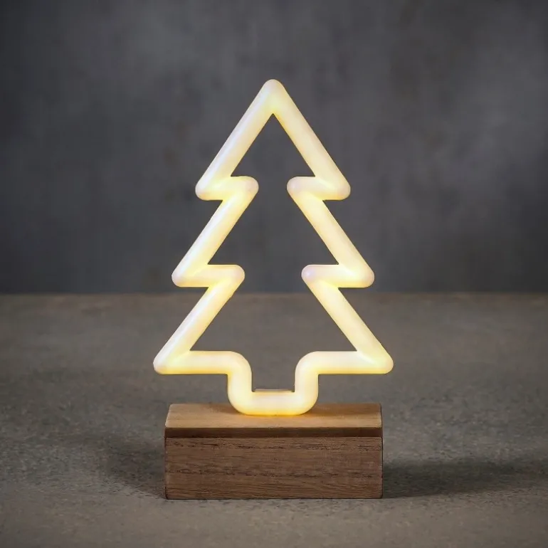 Decorazione LED a forma di Albero di Natale Bianco Caldo a Batteria con Timer