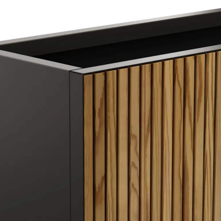 Fioriera Alta Herstera DECO PLANTER DIVIDER 40 in Metallo colore Nero e Legno 100x40x80 cm