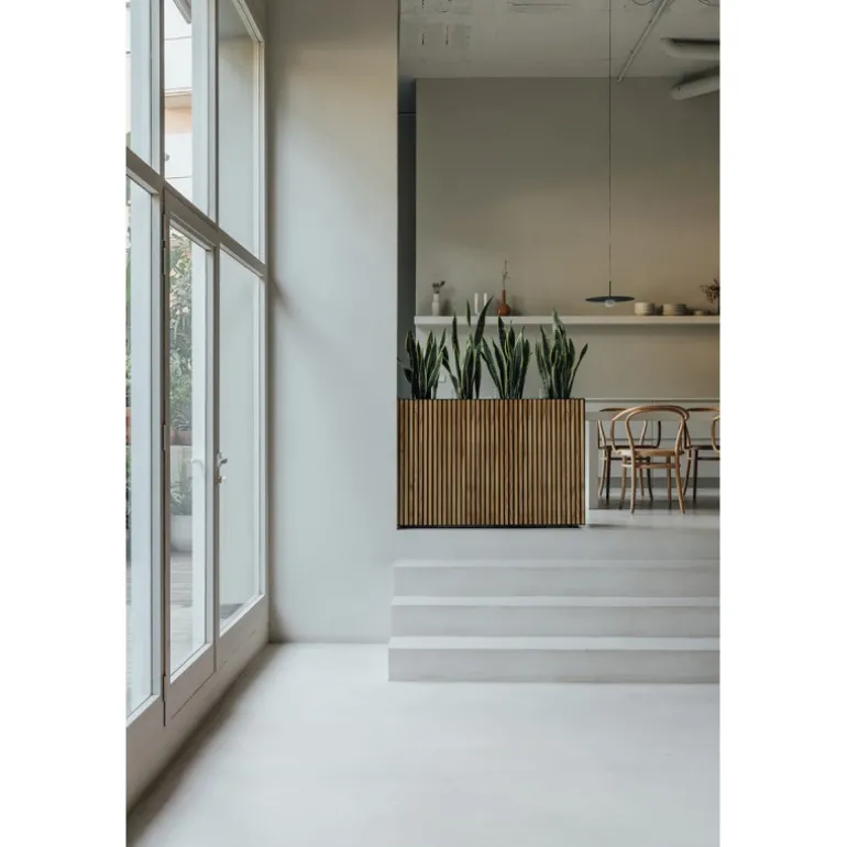 Fioriera Alta Herstera DECO PLANTER DIVIDER 40 in Metallo colore Nero e Legno 100x40x80 cm