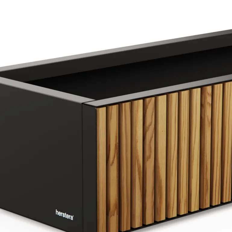 Fioriera Bassa Herstera PLANTER WOOD XIC 150 in Metallo colore Antracite 150x40x25cm