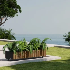 Fioriera Bassa Herstera PLANTER WOOD XIC 150 in Metallo colore Antracite 150x40x25cm