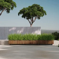 Fioriera Bassa Herstera PLANTER WOOD XIC 100 in Metallo colore Antracite 100x40x25cm