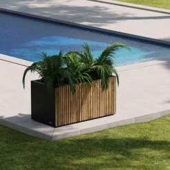 Fioriera Herstera DECO PLANTER in Metallo colore Nero e Legno 100x50x50 cm