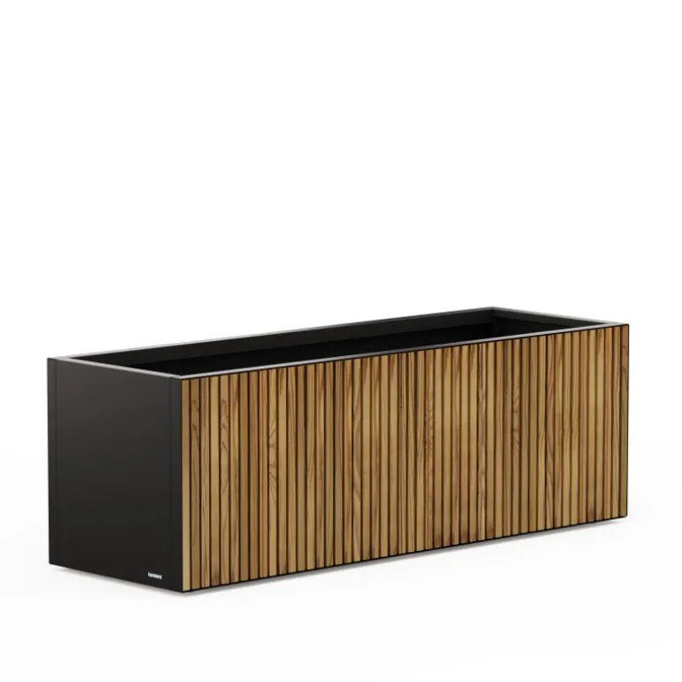 Fioriera Herstera DECO PLANTER in Metallo colore Nero e Legno 150x50x50 cm
