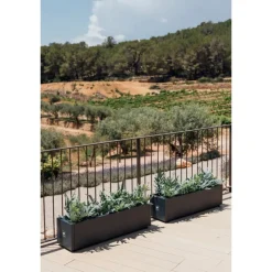 Fioriera Herstera PLANTER BALCONY in Metallo colore Antracite 100x25x25 cm