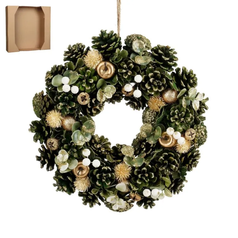 Ghirlanda Addobbata Color Verde 34 cm