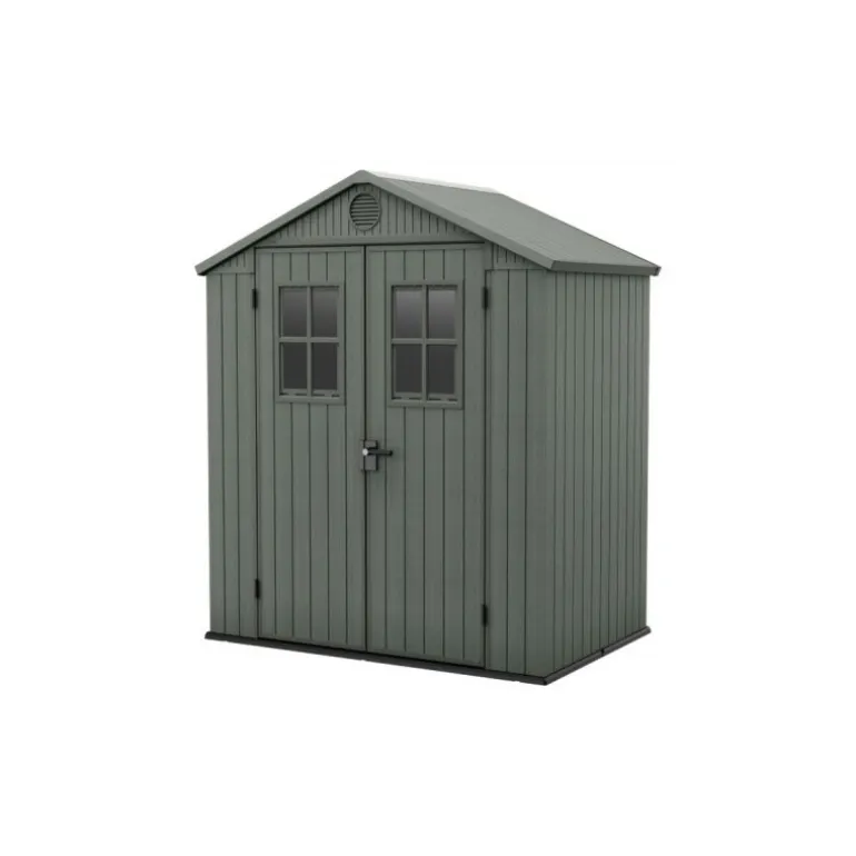 Keter Casetta da Giardino in Resina DARWIN 6x4 Green con Finestre Frontali