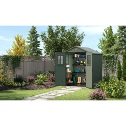 Keter Casetta da Giardino in Resina DARWIN 6x6 Green con Finestre Frontali