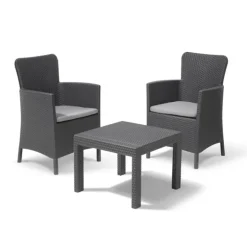Keter Set 2 Poltrone + Tavolino Aperto SALVADOR BALCONY Grafite