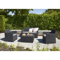 Keter Set Lounge MIA Grafite Divano + 2 Poltrone + Tavolino Contenitore