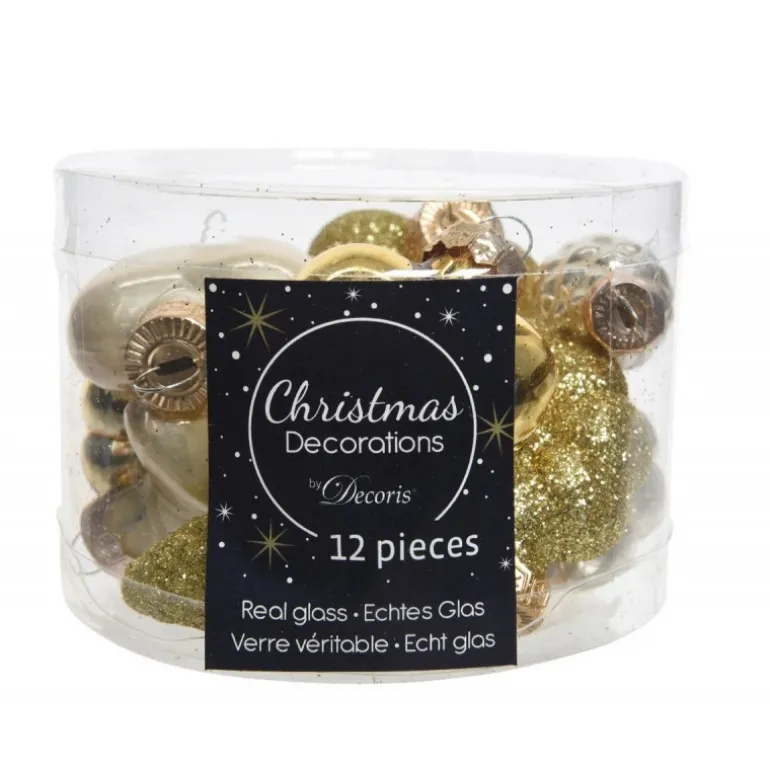 Mini decorazioni in vetro da appendere. Set di 12