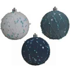 Pallina in velluto con perline e paillettes 8 cm. Pezzo Singolo