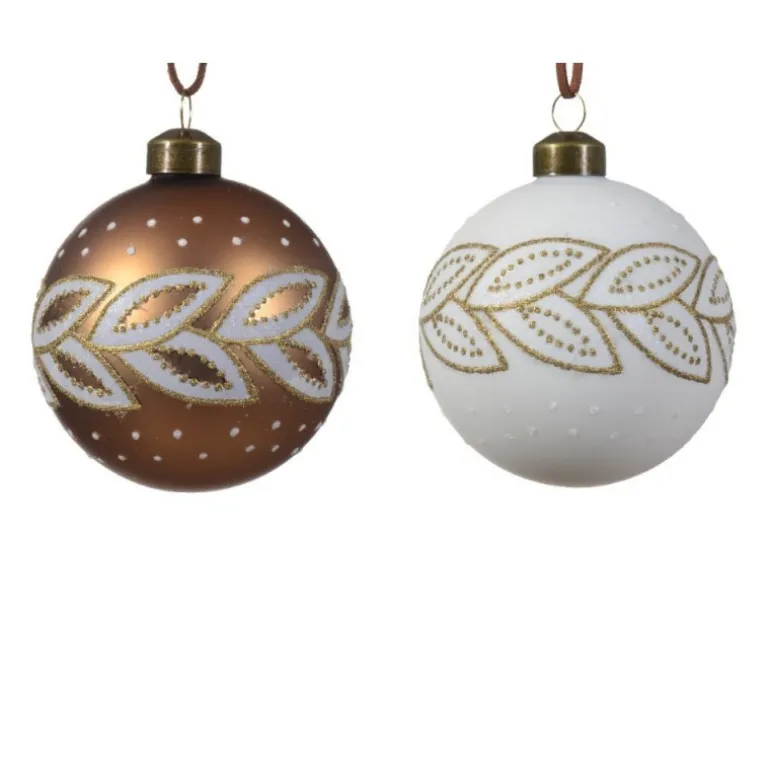 Palline di Natale con foglie da Appendere Set da 3