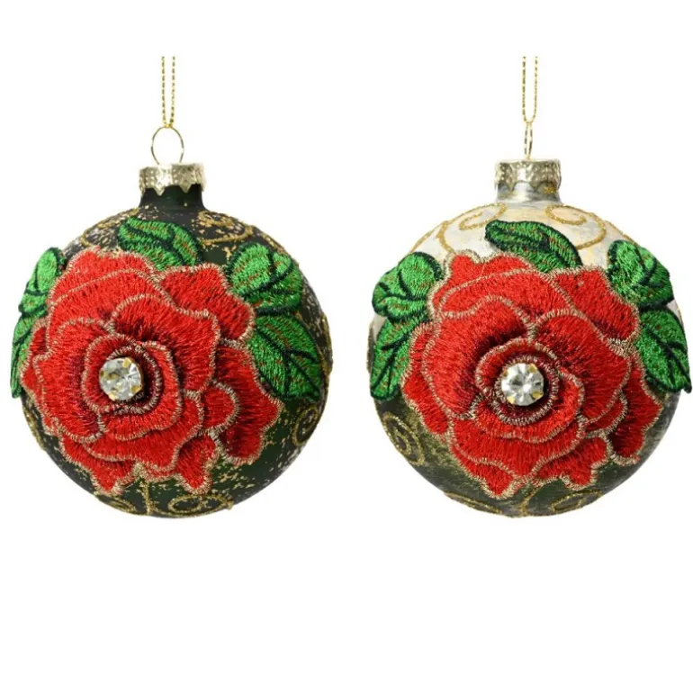 Palline di Natale con motivo Floreale da Appendere Set da 3