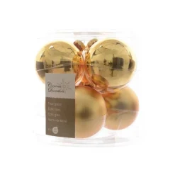 Palline di Natale da Appendere in Vetro 8 cm Oro. Set di 6