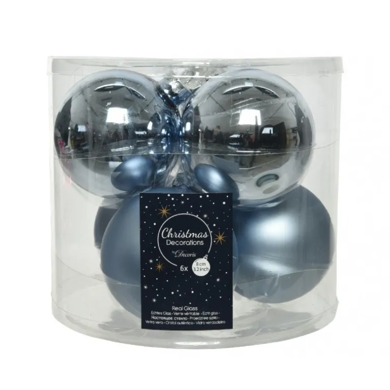 Palline di Natale in Vetro Diam 8 cm Set di 6