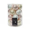 Palline di Natale in vetro da appendere 6 cm Bianco, Oro e Rosa. Set 20