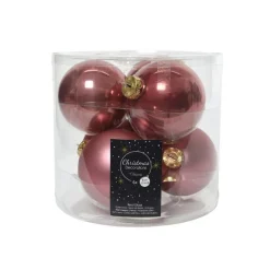 Palline in vetro da appendere Rosa Velvet dim 8 cm Box da 6