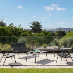 Panca Bassa imbottita VENCE LaFuma LFM5287 Obsidian/Titane