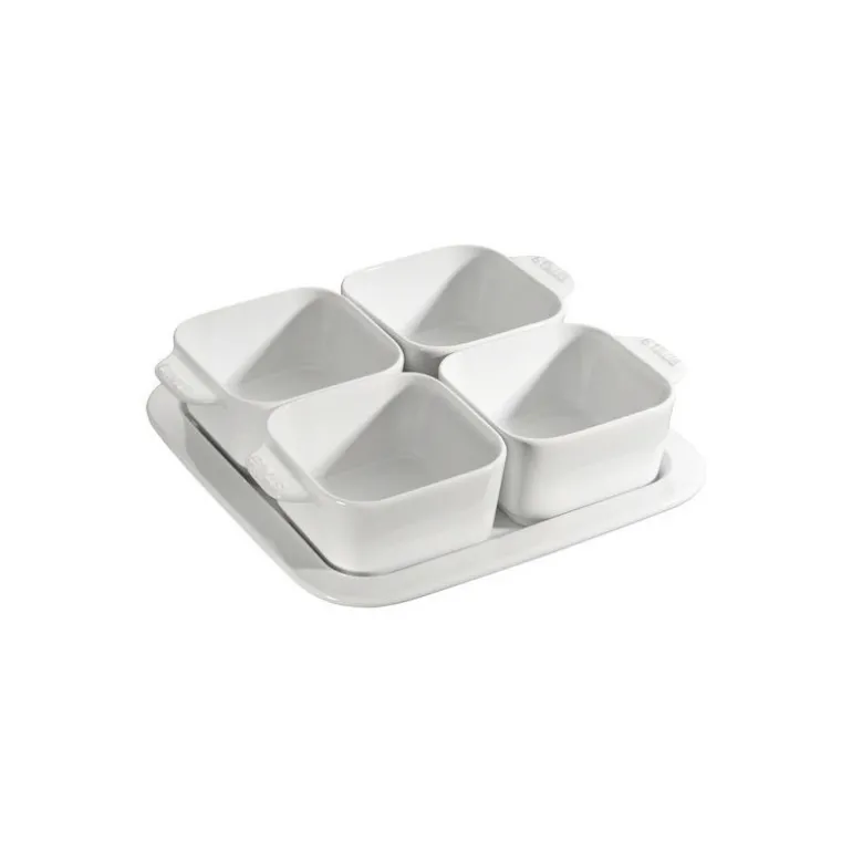 Set Aperitivo 19 x 19 cm Bianco Set di 5 in Ceramica