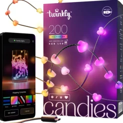 Twinkly CANDIES a Cuore Luci di Natale Smart 200 Led RGB II Generazione Cavo Verde